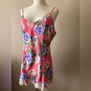 Victoria's Secret Gold Label Floral Pink and Purple Slip